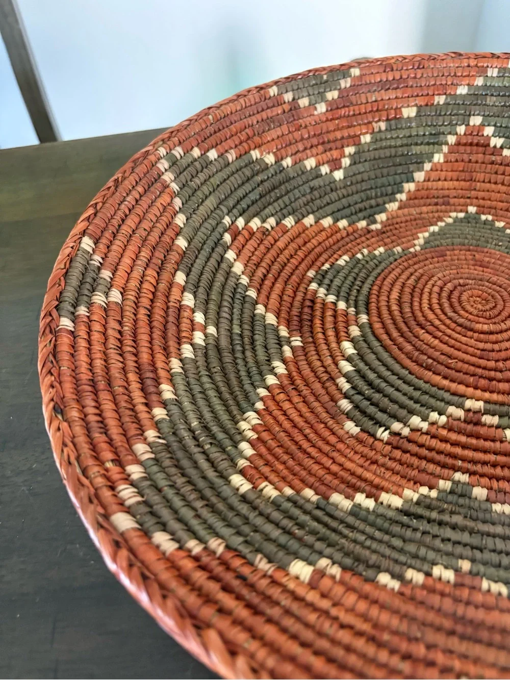 Handwoven Orange and Olive Star Pattern Decorative Basket - Home Accents